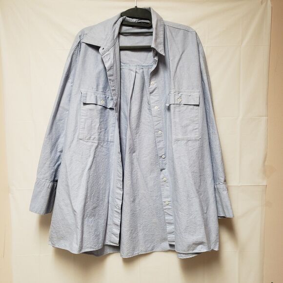 Women's Zara Fit Loose Light Blue Cotton Button Down Shirt Sz M PO Excellent - Picture 5 of 12